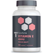 VITAMIN E 400IU, 180 Capsules, Fast Efficient Absorption, by Transforme
