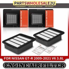 2x Engine Air Filter for Nissan GT-R 2009-2021 V6 3.8L Rigid Panel 16546-JF00A