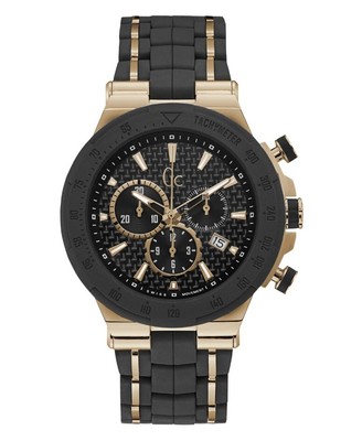Gc Guess Collection Y35001G2MF Men's Structura Chronograph Black Silicone Band