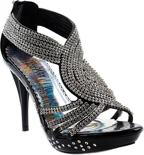 Delicacy Women's Delicacy-07 Rhinestone Dress Sandal High Heel Shoes 5 NIB