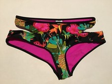 BODY GLOVE BIKINI BORTOM SPLIT SIDES BACK POCKETS EXOTIC FLORAL SIZE XS