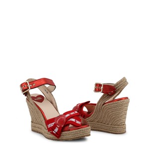 ladies red wedge sandals