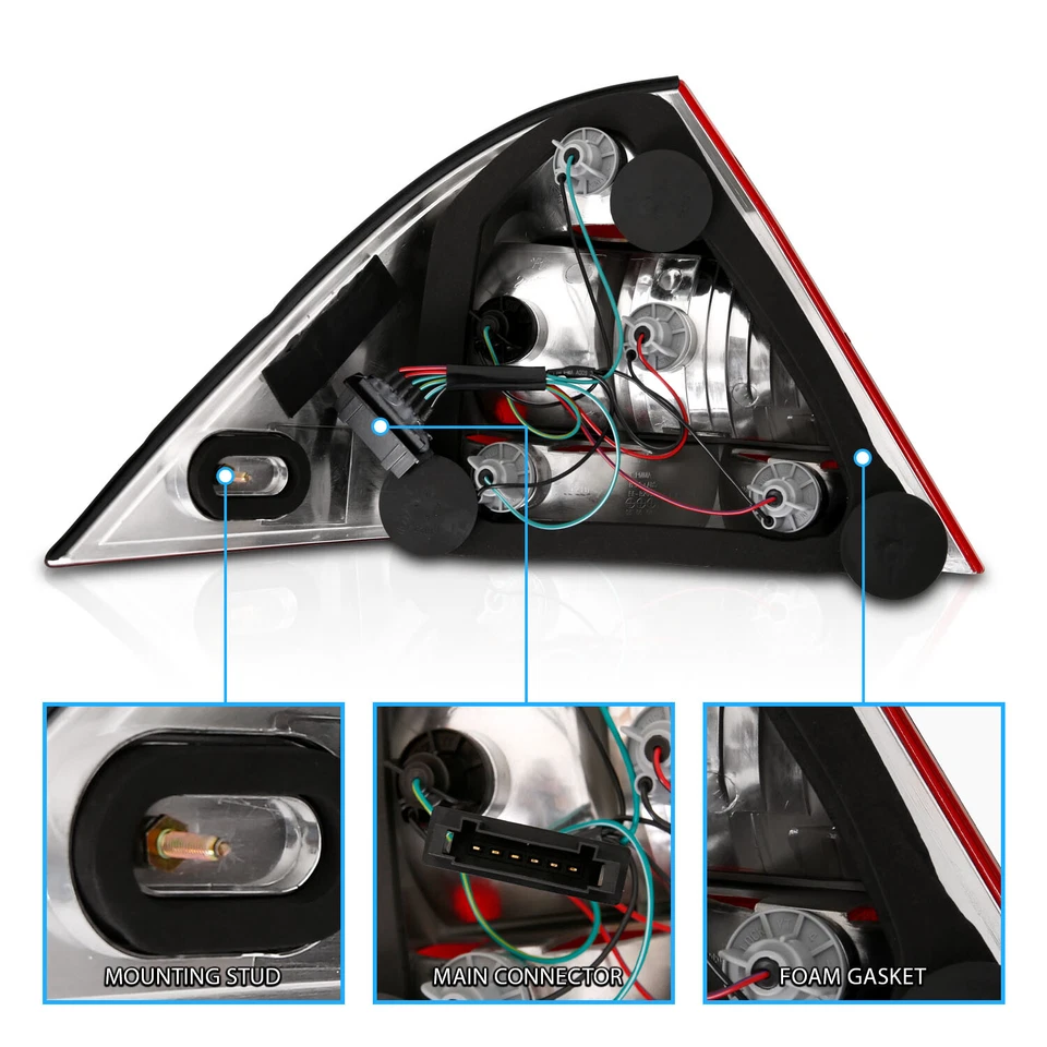 Par de luces traseras de freno rojas humo para Mercedes Benz W203 Clase C 2001-2004 Foto 3 de 4