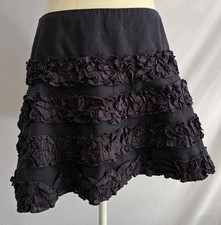 Manoush Paris Ruffle Tiered Mini Skirt Navy Blue Boho Romantic Whimsical FR36