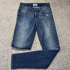 Paige Verdugo Ultra Skinny Jeans Womens 27 Blue Medium Wash Distressed Denim