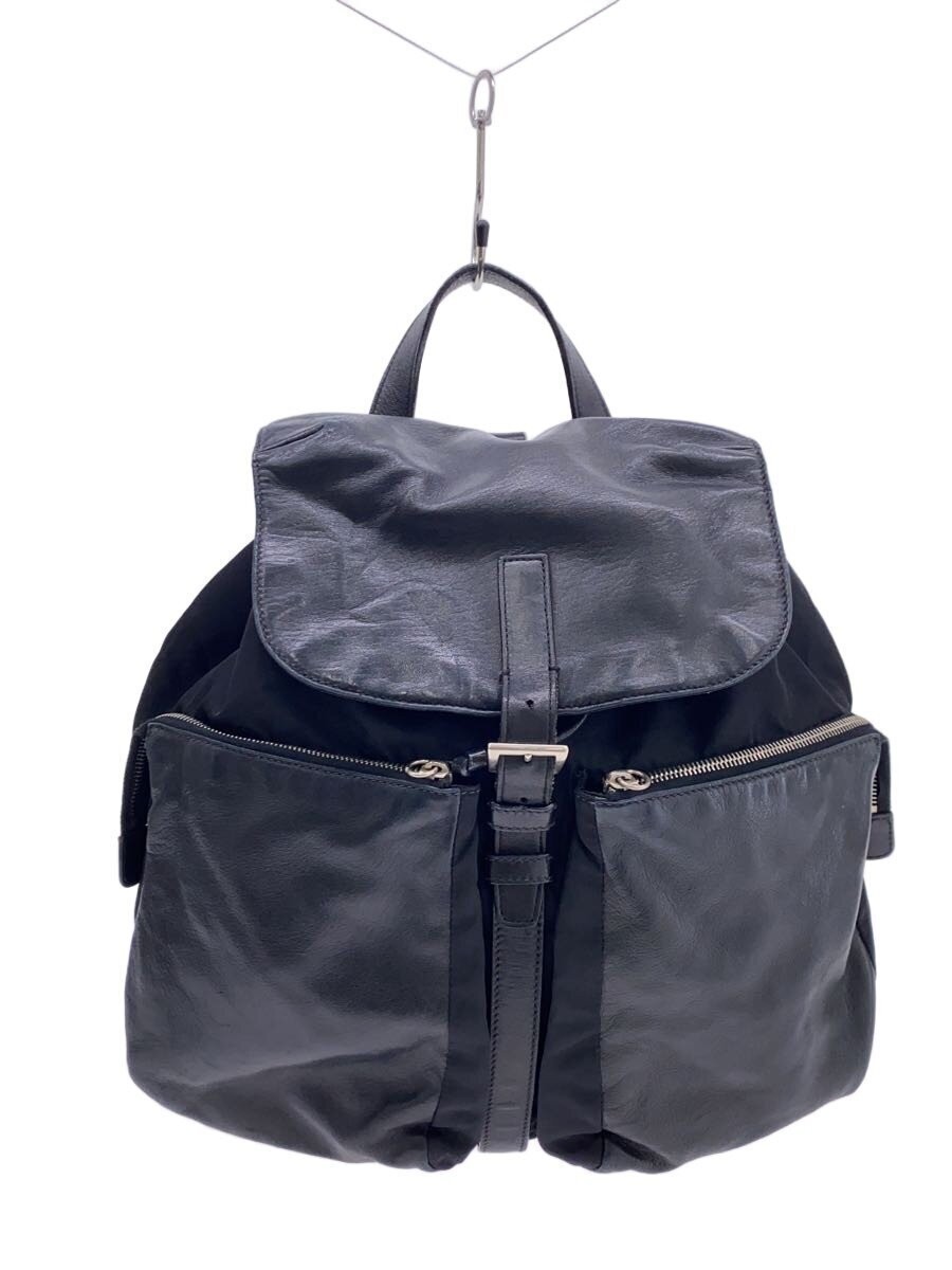 PRADA Drawstring Backpack Nylon Leather Switch BL… - image 1