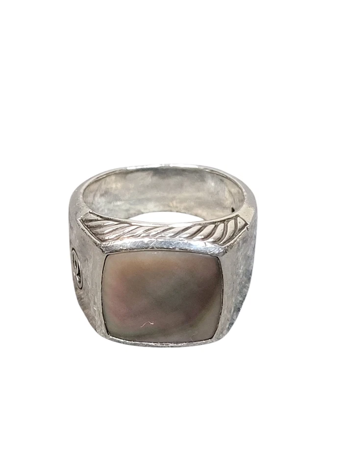 Anillo David Yurman Exótico Piedra Marrón Hombres Talla 10 Plata de Ley 925 Sello Raro Foto 2 de 4