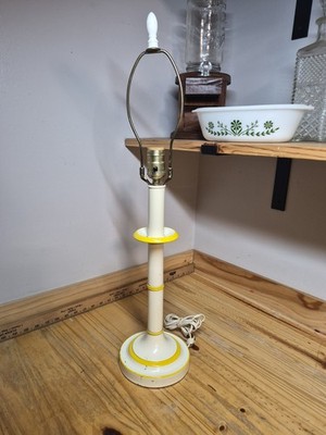 VTG 1960S White And Yellow Metal Table Lamp