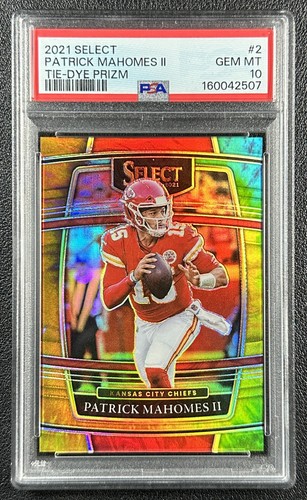 PATRICK MAHOMES II PSA 10 2021 PANINI SELECT #2 TIE-DYE PRIZM CONCOURSE 18/25