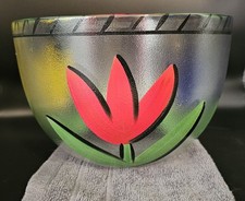 Kosta Boda Tulipa Glass Bowl Hand-painted by Ulrica-Vallien Made in Sweden