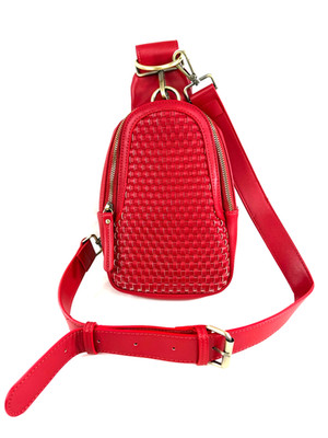 Anthropologie Urban Originals Red Woven Faux Leather Crossbody Sling  Bag NWT