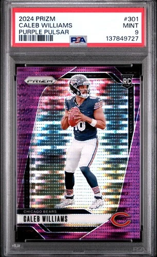 2024 PANINI PRIZM PURPLE PULSAR #301 CALEB WILLIAMS ROOKIE RC PSA 9