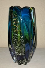 Vintage Sanyu Narumi Blue/Purple/Green With Gold & Silver Flakes Japanese