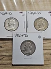 1964-D Washington Quarter 25C Silver Circulated Denver Lot of 3 US Coins