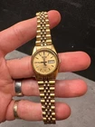 Vintage Seiko Women Watch 7N83-0041 Gold Tone Day Date Fluted Bezel Quartz 24mm