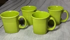 4 Fiestaware HLC Coffee Mug Lemongrass/Lime Green “D” Handle Square Base 12 oz.