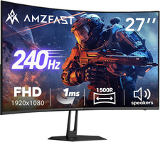27 Inch 240Hz Curved Monitor, FHD 1080P Gaming Monitor, Built-In Speakers, Frees