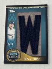 Walter Johnson 2009 Topps Legends Of The Game Letter W Patch 17/50 Senators Card