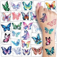 CHARLENT Glitter Butterfly Temporary Tattoos for Kids - 74 Individually Sheets W