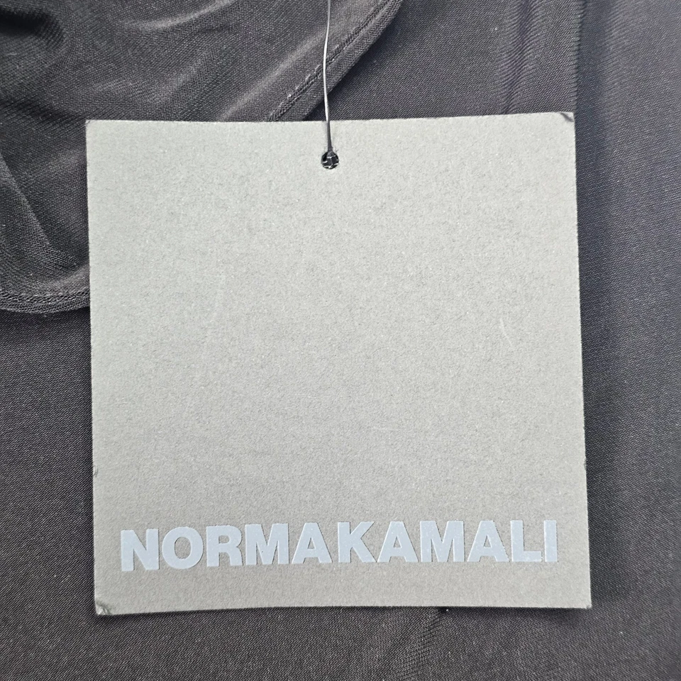 Mono Norma Kamali Slip Nuevo con Etiquetas Para Mujer Mediano Negro Pierna Ancha Drapeado Cuello en V Foto 3 de 4