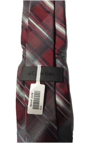 Calvin Klein burgundy, gray and white silk Mens Tie NWT Work Wear Special Occasi - Picture 5 of 6
