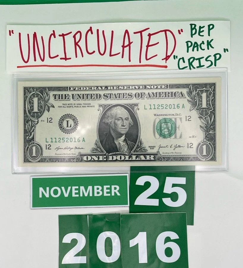 November 25 2016 BIRTHDAY 🎂 NOTE UNCIRCULATED GEMS 💎 Sealed BEP Bricks 🧱 $1 - Image 3 of 4