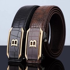Luxury Design Genuine Leather Mens Belt Automatic Buckle Waist Men's Belt NEW