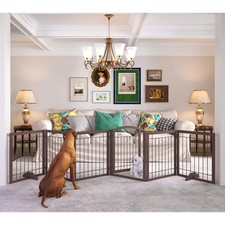144-inch Extra Wide 30-inch Tall Dog gate with Door Walk Through, Freestandin...