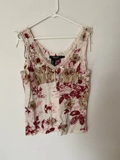 Rampage Silk Vintage Floral Y2K Blouse Tank Top Size Large Fairy Grunge Whimsy