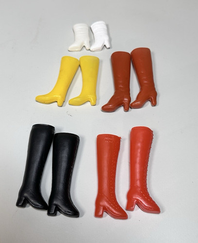 VTG PLASTIC CLONE DOLL BOOTS 60-80s FIT BARBIE FRANCIE MADDIE MOD LOT of 5 #C