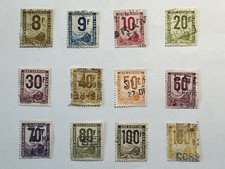 Lot 12 timbres fiscaux France, oblitérés , 1944 - 47, SNCF locomotive  8f à 100f