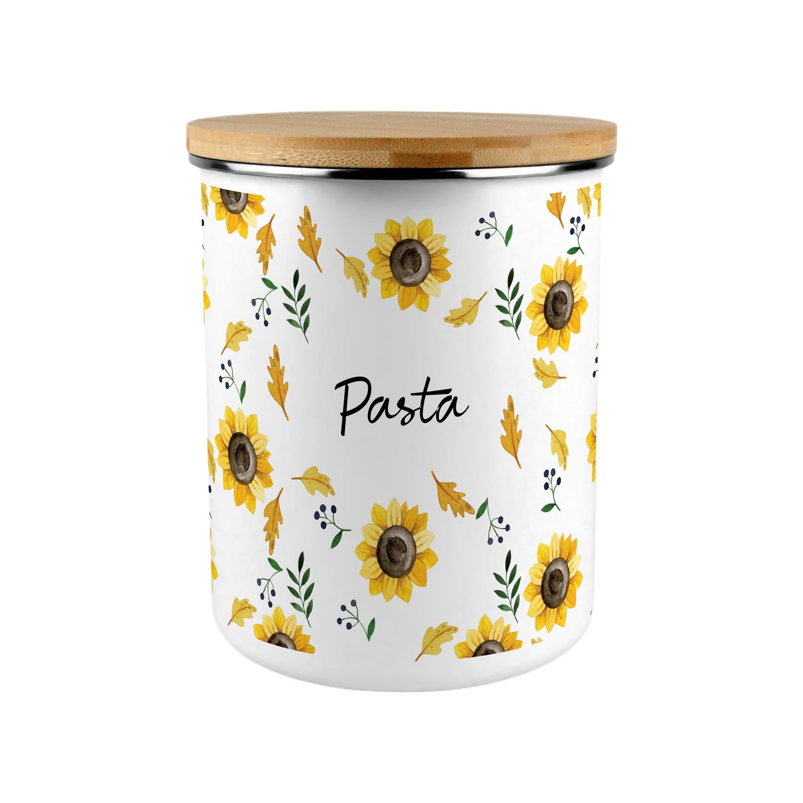 Sunflowers Pasta Storage Canister - XL Enamel Container Home Gift