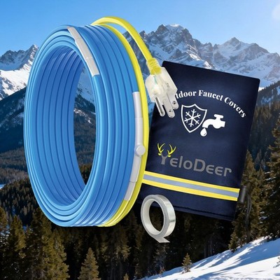 Winter Freeze Protection Heat Tape Kit for Water Pipes - Thermostat Controlled