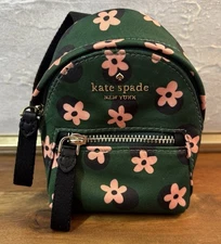 Kate Spade Chelsea Micro Backpack Key Chain Bag Charm Green & Pink Floral