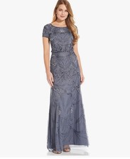 Adrianna Papell Dusty Blue Sequin Gown Size 10 New  w/  Tags