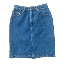 Vintage Calvin Klein Sport Mid Length Denim Straight Pencil Skirt Size 8