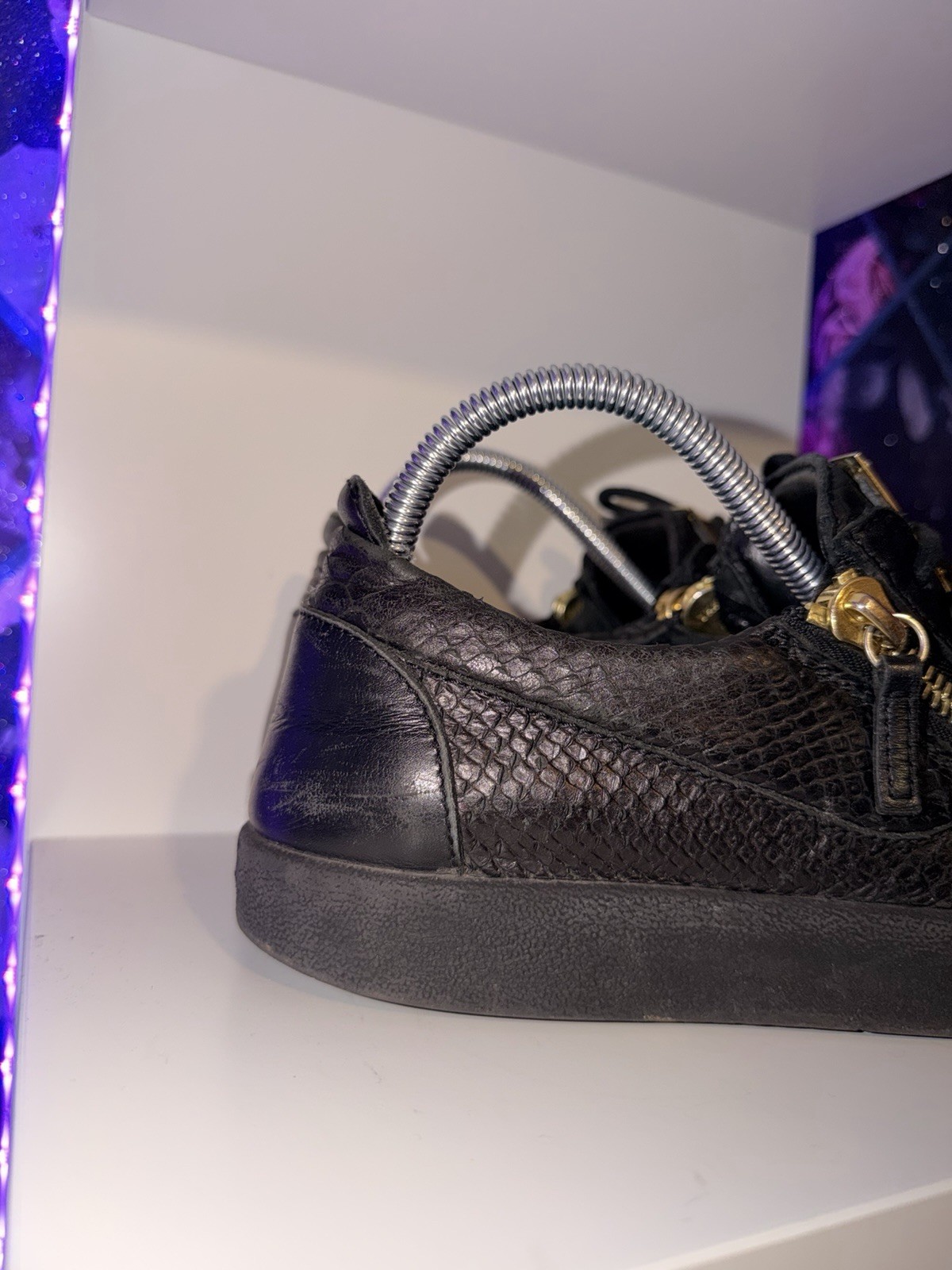 Giuseppe Zanotti Frankie Black Python Leather Gol… - image 2