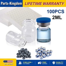 100PCS 2ml Glass Vials Headspace Vials Lab Vials w/ 13mm Caps Crimp Top US