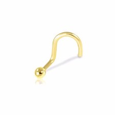 14K Solid Yellow Gold Ball Nose Screw Ring 20g -Round Stud Body Piercing Jewelry