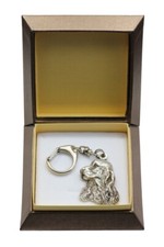 English Cocker Spaniel - Silver-plated key ring with a dog in a gift box, handba