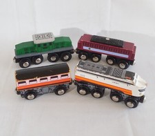 Lot 4 Wood Train Engine Cars Maxim Wooden Railway Brio Melissa  Doug Trains