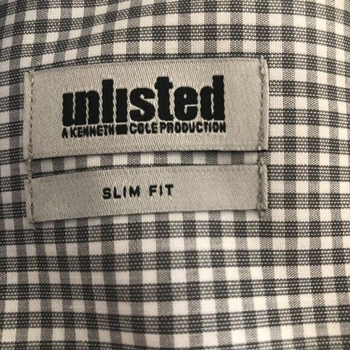 New Kenneth Cole Slim Fit Shirt Mens size S 14.5 Gray White Check Office Preppy - Picture 2 of 10