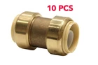 EFIELD  10PCS 3/4" X 3/4" PUSH FIT COUPLINGS BRASS FITTINGS WITH CLIP,  NO LEAD