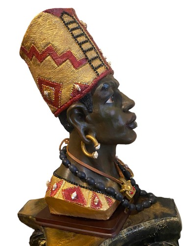 African Heritage Chalkware Statue Bust 15" Tall Beautiful African Man. - Picture 6 of 6