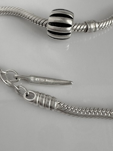 Signed “BACIO Italy 925” Snake Chain Bracelet With Bead Charm - Bild 15 von 21