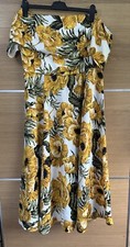 ASOS Size 16 Golden Floral Bardot Midi Dress BF4