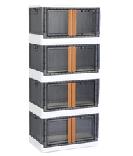 Stackable Collapsible Plastic storage bin with lid and doors 1