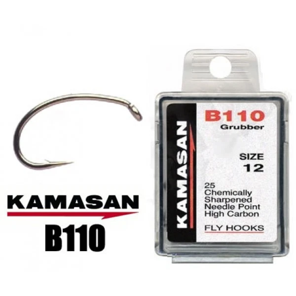 Kamasan Trout Hooks B110 Grubber Fly Heavy Wire Loop Bend Strong Forged Bronzed - Image 2 of 4