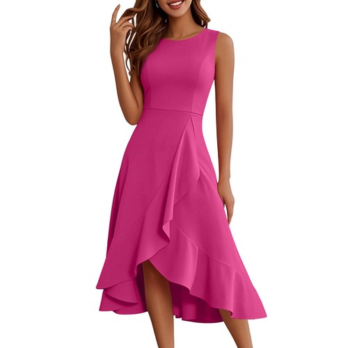 Women's Cocktail Party Formal Wedding Guest Ruffles Dresses, Prom Evening Dress - Picture 31 of 60
