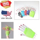 Neon Fingerless Fishnet Wrist Gloves Assorted Colors 80s Costume Props Halloween